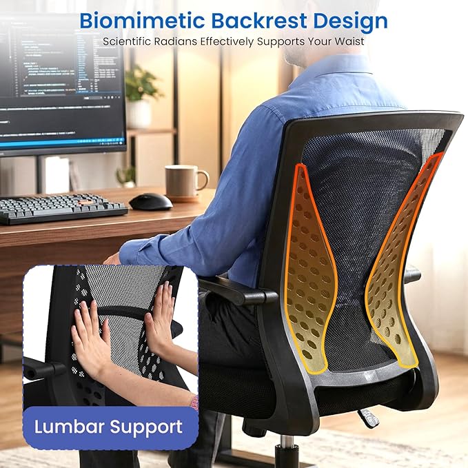 PayLessHere Office Computer Gaming Chair Ergonomic Mesh Desk Chair Adjustable Video Game Chairs with 360 Degrees Swivel Wheels Armrest Lumbar Support for Home Office, Dark Black