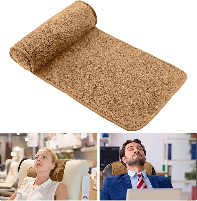 Weysat Neck Head Pillow for Recliner Chair Non Slip Fleece Adjustable Neck Roll Support Headrest Pillow for Travel Home Office Recliner Couch Sofa Armchair(Camel)