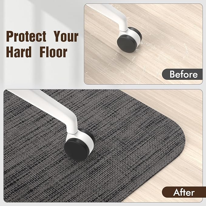 Blvornl Office Chair Mat for Hardwood Floor, 40"x 55" Desk Mat for Hard Wood, Large Anti-Slip Hard Floor Protector Rolling Chair Mat, PVC Mat Desk Rug for Office Home, Black