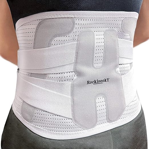 Lower Back Brace for Women Men, Adjustable Lumbar Support with Ergonomic Metal Stays for Work,Lifting,Drive,Fitness, Breathable Fabric Support Belt with 3D Pad, Grey,Size XL,Waist 45"-52"