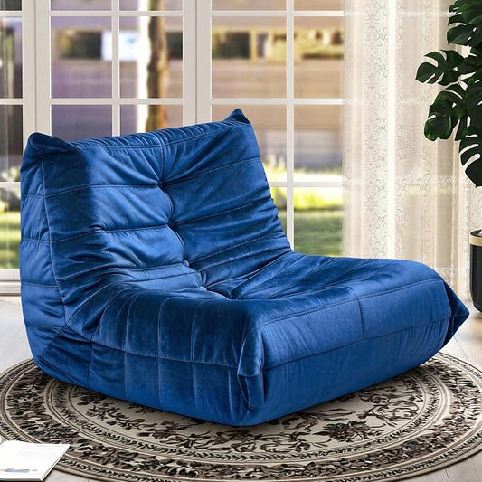 Trenda Bean Bag Chairs for Adults - Comfy High-Density Foam Fireside Chair, Adult Size, Soft Dutch Velvet Cover Beanbag Couch, Versatile for Living Room, Bedroom, Dorm, Reading & Gaming (Royal Blue)