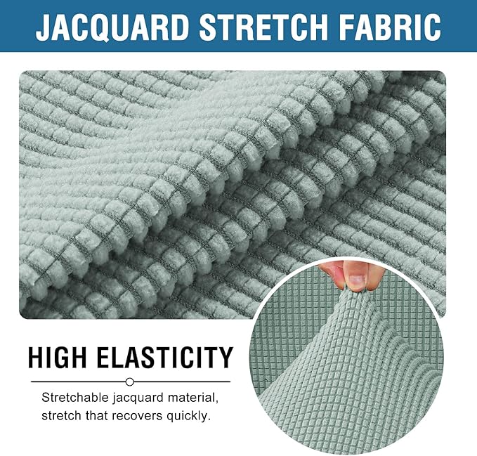 H.VERSAILTEX Stretch Jacquard Office Computer Chair Seat Covers, Removable Washable Anti-dust Desk Chair Seat Cushion Protectors - Sage