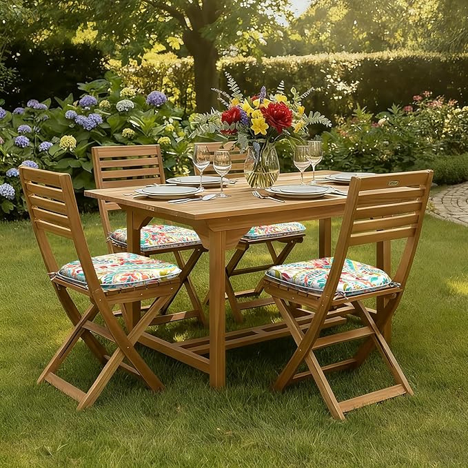 DYTXIII Set of 4 Outdoor Chair Cushions with Ties,Water Repellent Patio Chair Pads 17"x 16" for Outdoor Furniture,Round Corner Seat Cushions for Garden Yard Kitchen Pretty Paisley