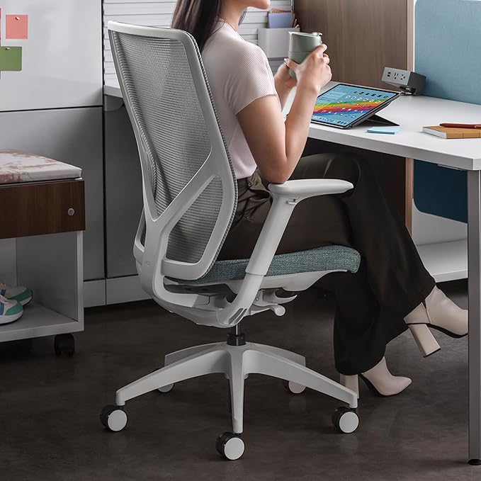 HON Flexion Ergonomic Mesh Office Chair with Lumbar Support, Height‑Adjustable Arms, Weight‑Activated Flex Seating, Swivel Desk or Conference Chair, Titanium Frame, Aspen
