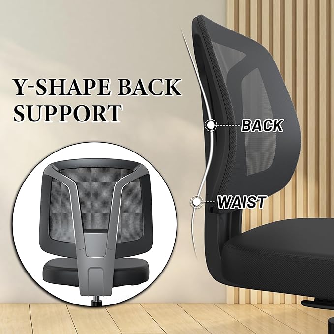 Armless Swivel Small Task Desk Office Chair Without Arms Height Adjustable with Rolling Wheels for Small Spaces Adult and Child