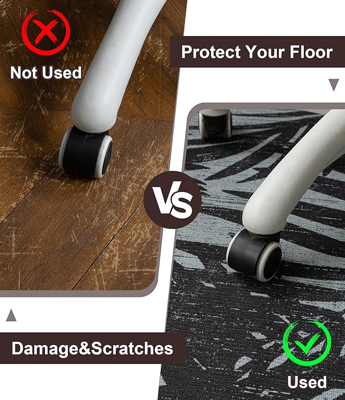 chakme Office Chair Mat for Hardwood Floor, 72"x48" Easy Glide Computer Desk Mat Protector for Rolling Chair Under Desk Rug Nonslip Backing, Machine Wash, (Leaf)