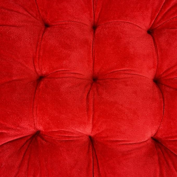 ELFJOY 4 Pack Chair Cushions for Dining Chairs Chair Pads Cushion for Kitchen Office Tufted Square Seat Cushion with Ties (16" Red Velvet)