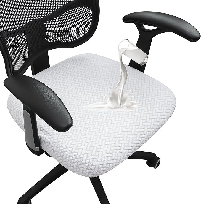 FORCHEER Waterproof Office Chair Seat Cover 20x20 1 Piece Strechable Jacquard Mesh Office Chair Seat Slipcover for Desk Chair Washable Replacement