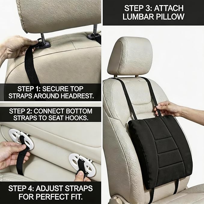Big Hippo Orthopedic Seat Cushion for Office Chair & Car - Premium Memory Foam Tailbone & Sciatica Pain Relief Pad - Ergonomic Posture Support for Long Sitting, Driving & Wheelchair