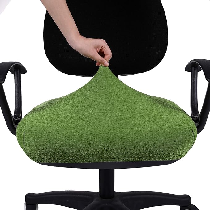 Smiry Stretch Jacquard Office Computer Chair Seat Covers, Removable Washable Anti-dust Desk Chair Seat Cushion Protectors - Olive Green