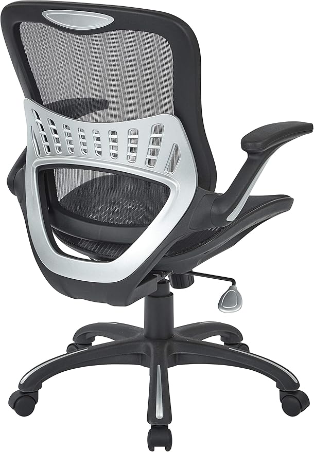 Office Star Riley Ventilated Manager's Office Desk Chair with Breathable Mesh Seat and Back, Black Base with Black