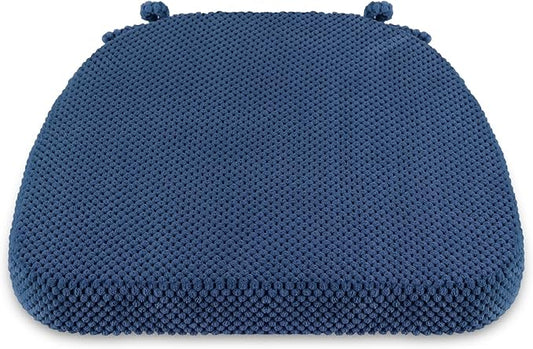 1 Pack Navy Blue Chair Cushions with Tie Removable Cover, D-Shape Dining Kitchen Chair Seat Pads Non Slip 17"x16"