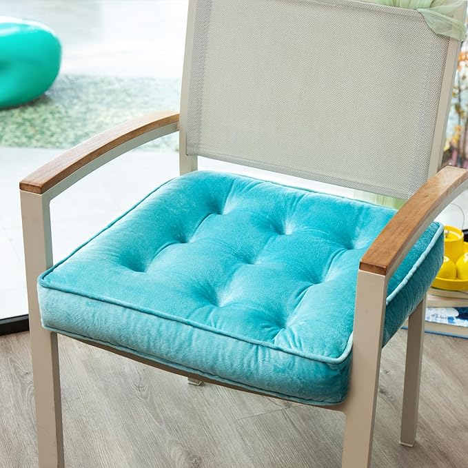 1 MIDDLE ONE Floor Pillow Set of 2, Memory Foam Meditation Cushion, Floor Cushions for Adults Sitting, Large Square Seat Cushions for Yoga, Couch, Sofa, Kids, Living Room, 22x22 Inch (Blue)