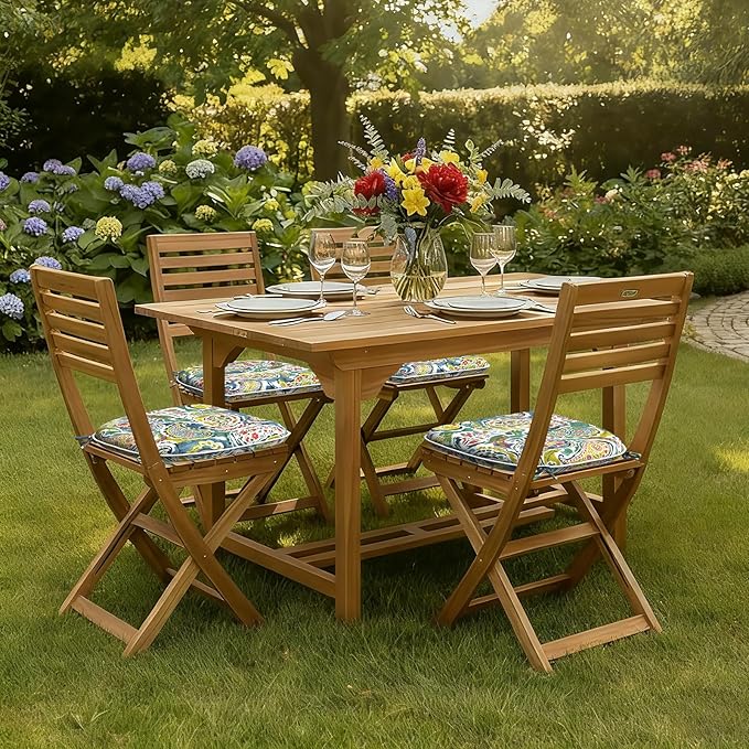 DYTXIII Set of 4 Outdoor Chair Cushions with Ties,Water Repellent Patio Chair Pads 17"x 16" for Outdoor Furniture,Round Corner Seat Cushions for Garden Yard Kitchen Paisley Paradise