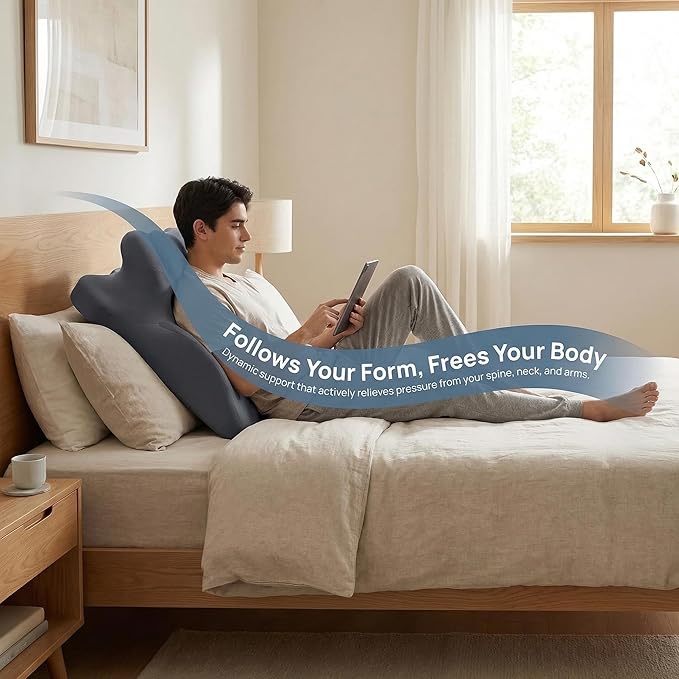 Ergonomic Prone Pillow for Stomach Lying, Multi-Angle Face Down Pillow for Reading in Bed & Phone Use, Breathable Comfortable Support Cushion for Relaxing, Lumbar Back Support for Sleeping
