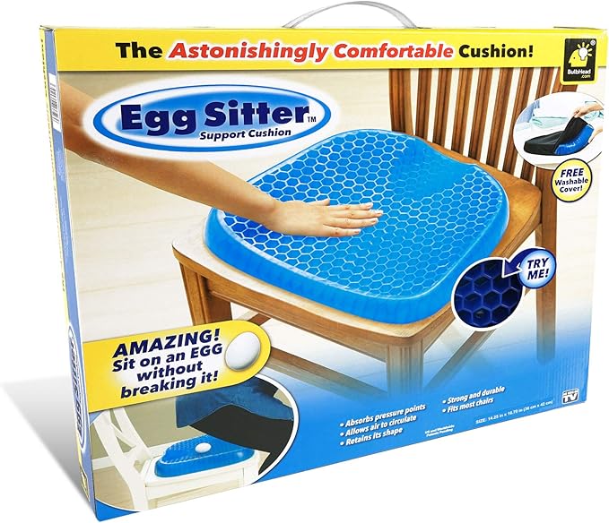 BulbHead Egg Sitter Seat Cushion with Non-Slip Cover, Breathable Honeycomb Design Absorbs Pressure Points