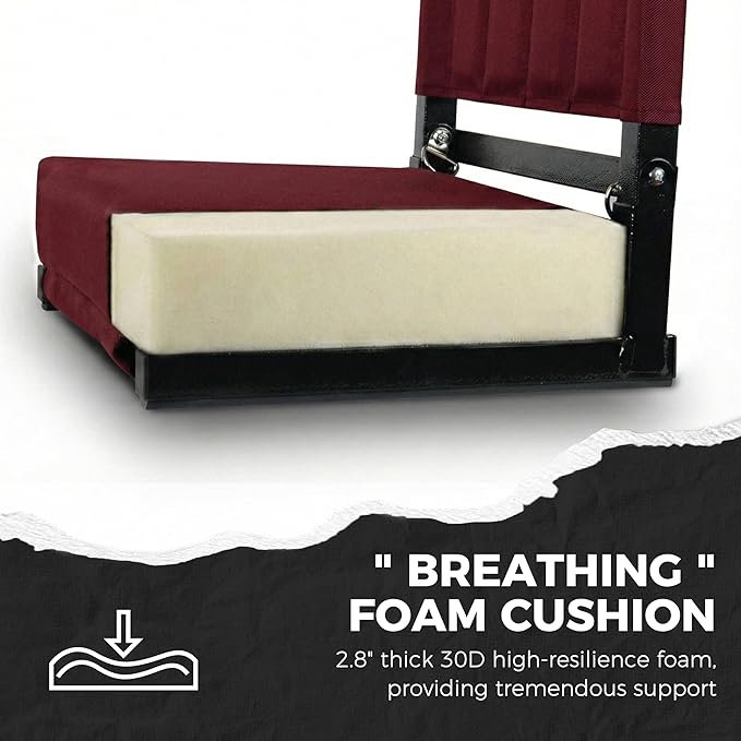 SPORT BEATS Stadium Seats with Back Support Bleacher Chairs with Back and Cushion Thick Padded Bleacher Seats Includes Shoulder Strap
