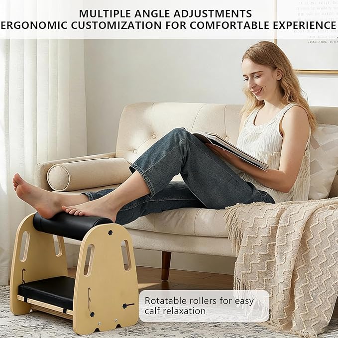 Wooden Under Desk Foot Rest for Work, Versatile Ergonomic Foot Stool with Dual Use Design for Office Home Gaming, Relieve Leg Back Lumbar Fatigue - Purple
