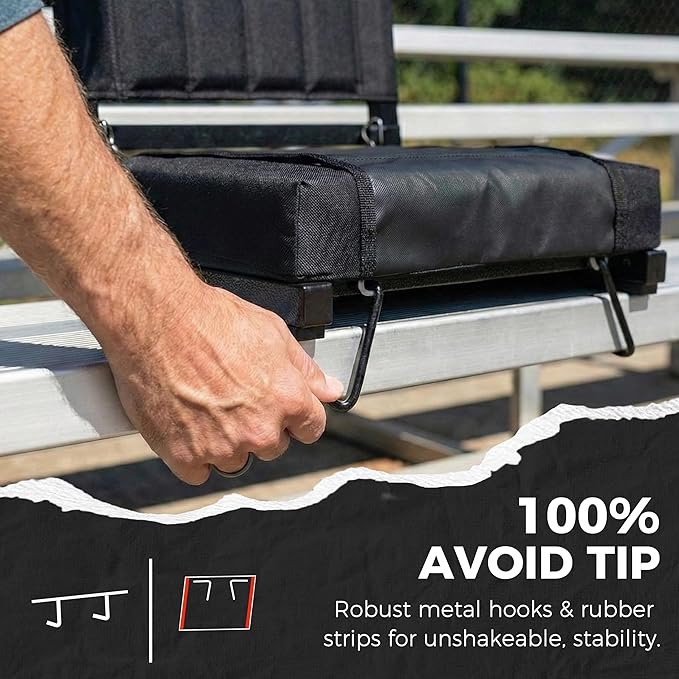SPORT BEATS Stadium Seats with Back Support Bleacher Chairs with Back and Cushion Thick Padded Bleacher Seats Includes Shoulder Strap