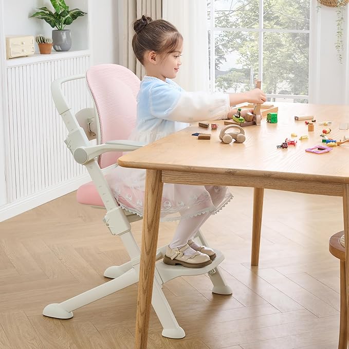 ERIYA Kids Desk Chair,Ergonomic Chair: Breathable Mesh Back, Adjustable Seat, Flip-Up Armrests, Footrest, Lumbar | Ideal for Kids, Petite Adults – Ultra-Comfy for Study/Work (Pink)