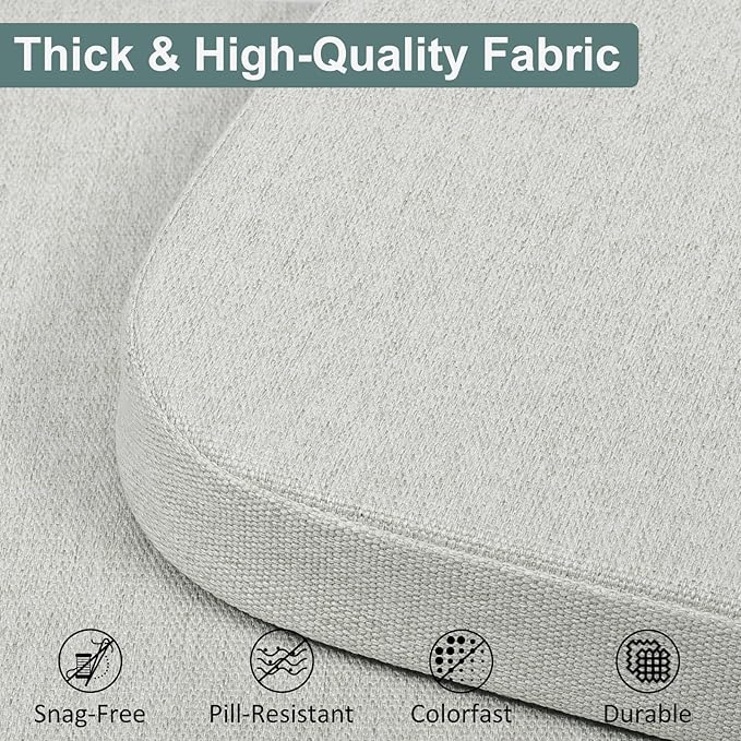 Shinnwa Dining Chair Cushions, Patented Design Molded Memory Foam Kitchen Chair Pad with Ties and Washable Cover, 17" x 16" x 2", Off White