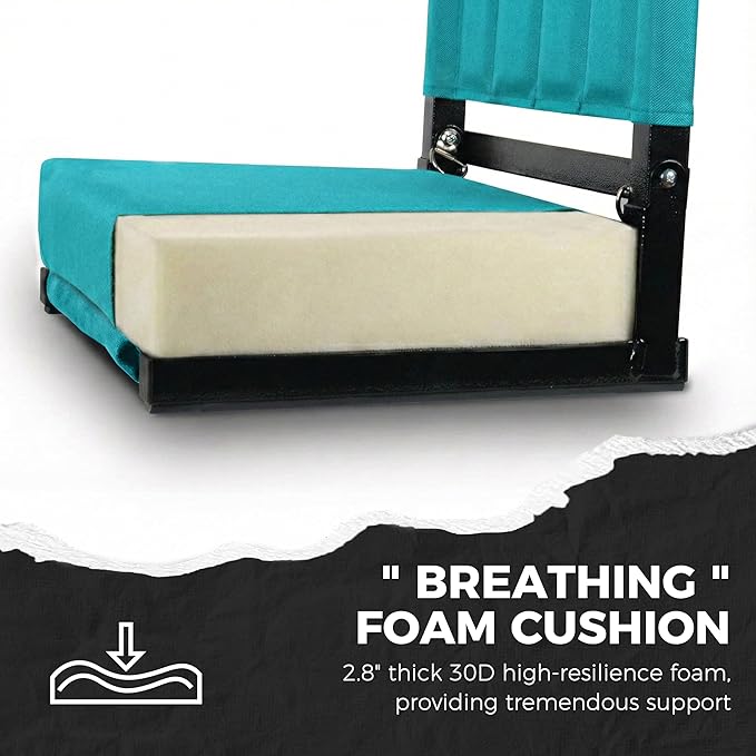 SPORT BEATS Stadium Seats with Back Support Bleacher Chairs with Back and Cushion Thick Padded Bleacher Seats Includes Shoulder Strap