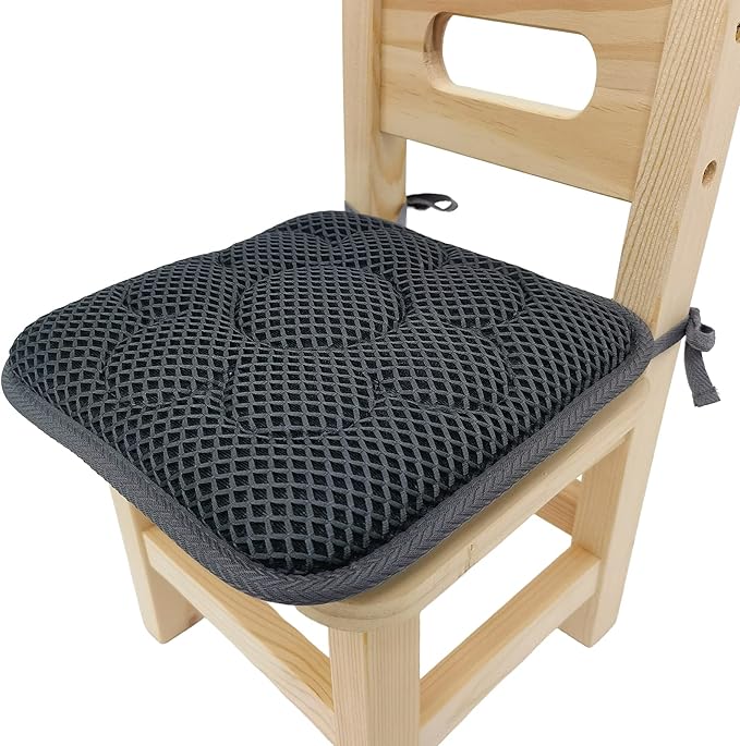 Esme L&H 12 Inch Kids Chair Pads with Ties Breathable 3D Air Mesh Chair Cushion Square Seat Cushion for Kids Chair/School Chair/Wood Chairs