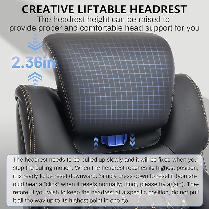 Big and Tall Office Chair 750lbs, Executive Office Chair with Adjustable Headrest&Lumbar Airbag Support, PU Leather High Back Heavy Duty Chair 5D Flip Arms, Ergonomic Thick Spring Cushion, All Black