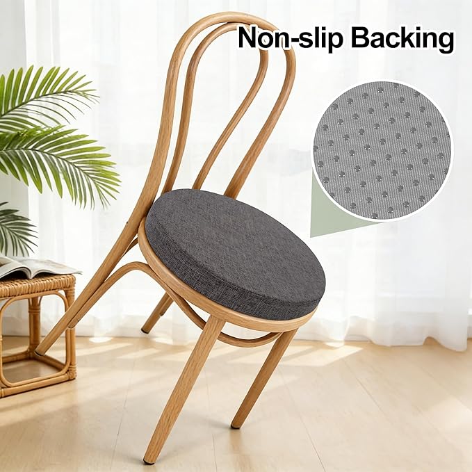 Tromlycs Round Chair Seat Cushion Pad 16 inch for Circle Stool Chairs Non Slip Decorative Foam Cushion Pillow, 1 Piece, 16 x 16 inches, Gray