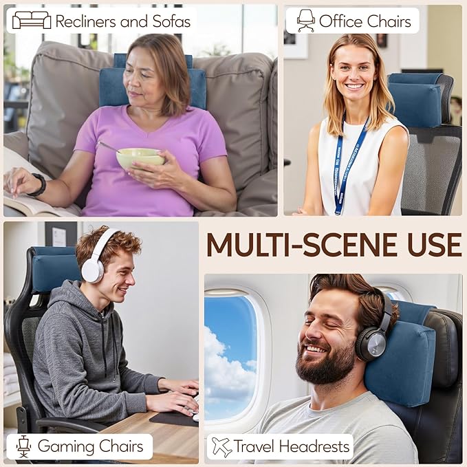 Neck Pillow for Recliner Chair, 14" Adjustable Recliner Pillow for Headrest, Soft Velvet Weighted Back Non-Slip Head Pillow for Couch, Chair, Sofa