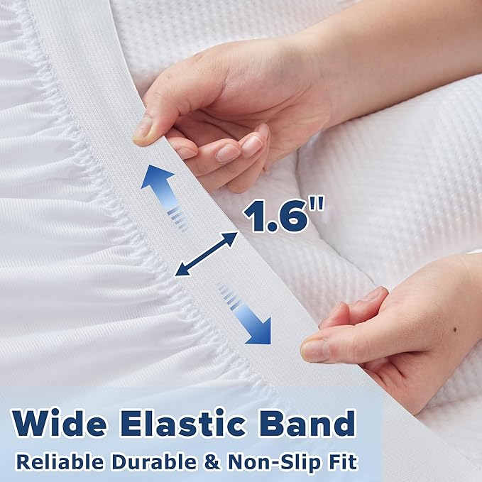 ELVEN HOME Twin Size Mattress Pad for Pain Relief, Pillow Top Cooling Twin Mattress Topper for Single Bed, Thick Fluffy Mattress Protector Cover Quilted Fitted Deep Pocket (39x75 inch, White)