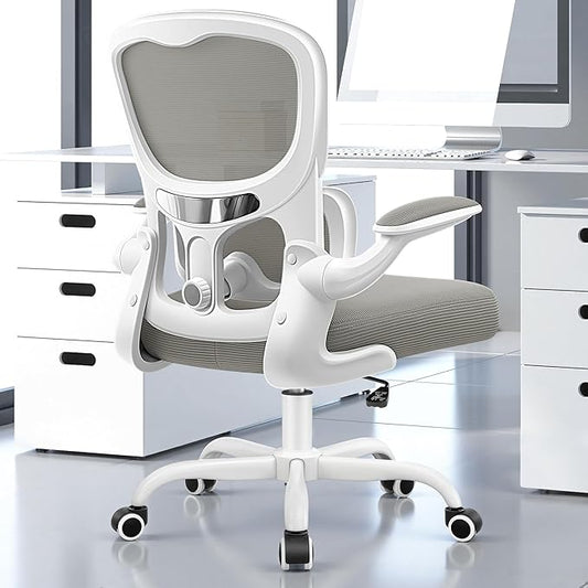 ALLGOD Ergonomic Office Chair, Breathable Mesh Ergonomic Desk Chair with Adjustable Lumbar Support, Flip-up Armrests, Computer Chairs Comfortable for Home, Office, Work, 300lbs, LightGray, Upgrade