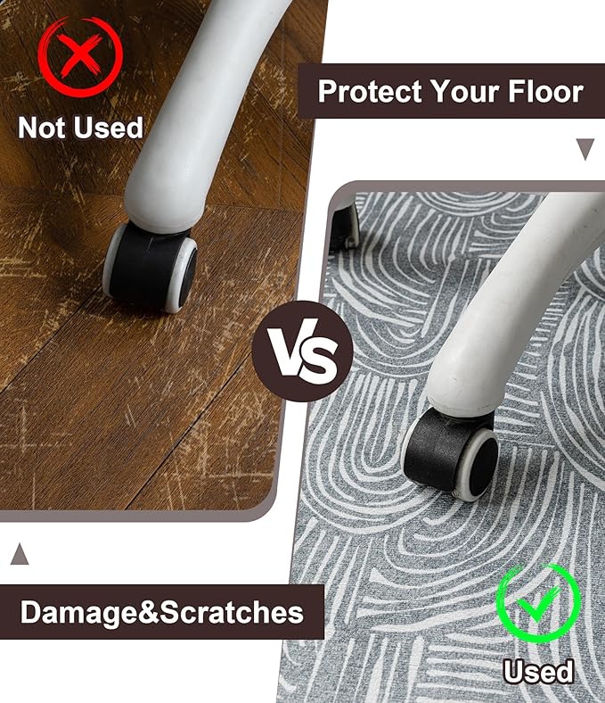 chakme Office Chair Mat for Hardwood Floor, 72"x48" Easy Glide Computer Desk Mat Protector for Rolling Chair Under Desk Rug Nonslip Backing, Machine Wash, (Arc)