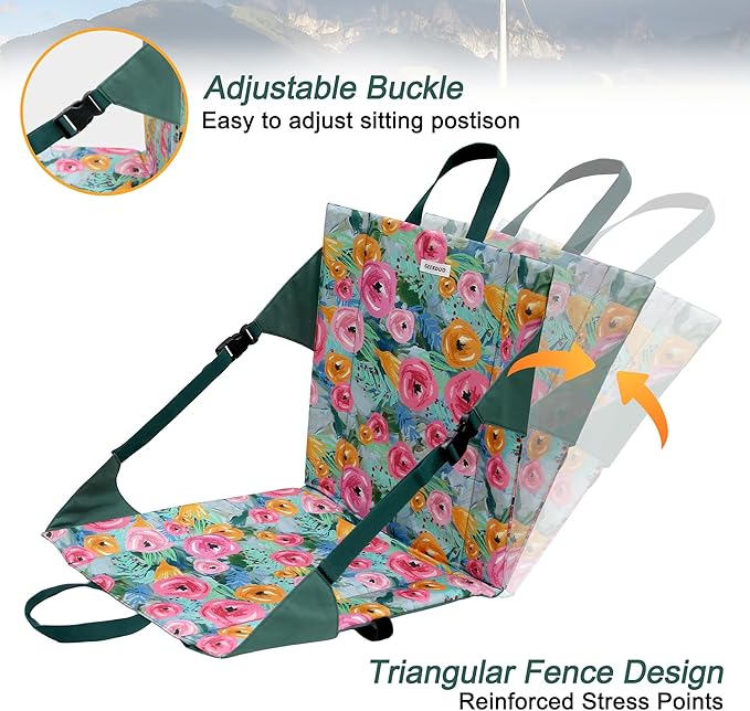 Folding Stadium Seat Cushion with Backrest, Portable Bleacher Pad for Camping,Lightweight Chair with Backrest for Outdoor Sports Concerts