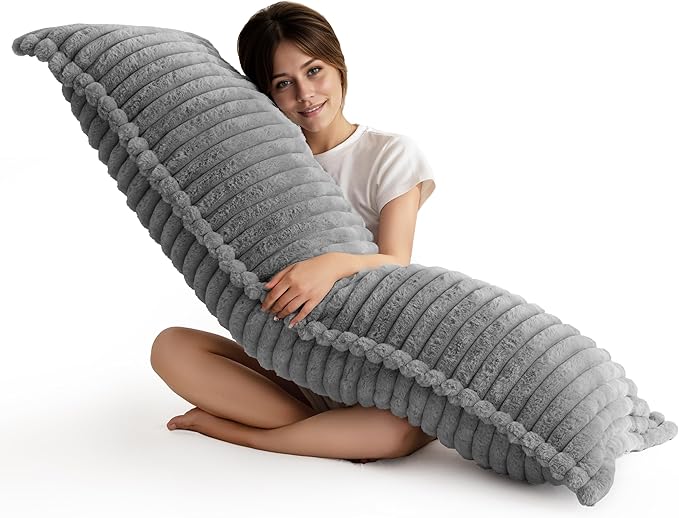 HIGOGOGO Memory Foam Body Pillow, Thickened Large Long Bed Pillow for Adults, Full Body Pillow with Removable Pillow Cover(20x54 Inch),Grey