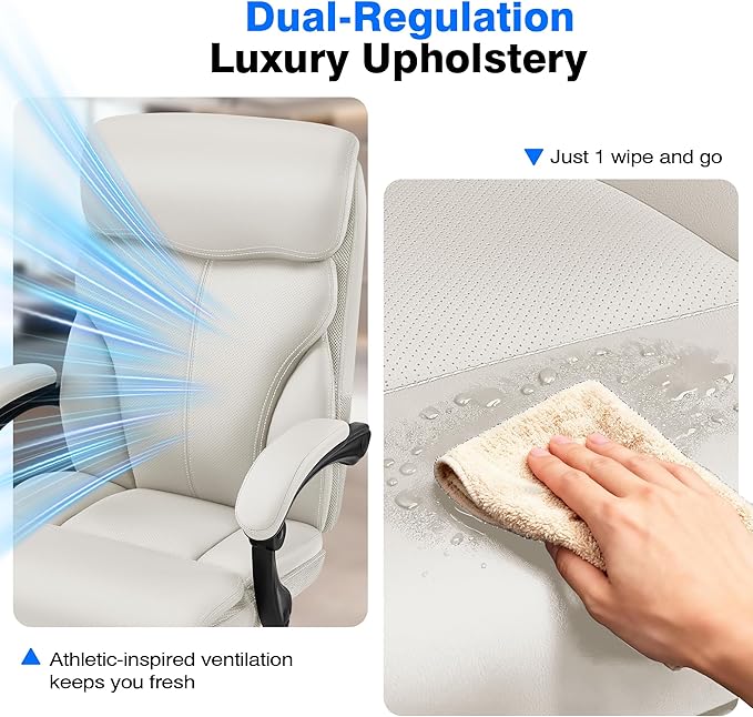 AreShark Office Chair - Ergonomic Comfortable High Back Computer Desk Chair with Foot Rest - Executive Breathable Swivel Rolling Reclining Leather Chair with Lumbar Support for Home Gaming Relaxing