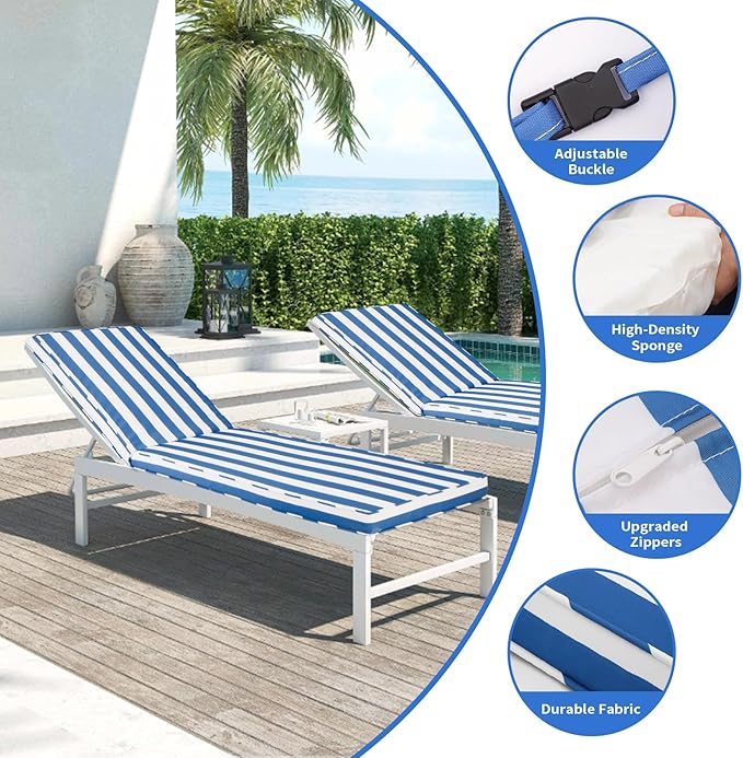 Outdoor Chaise Lounge Cushions for Patio, 72"x22"x3" Lounge Chair Cushions, Waterproof Replacement Seat Cushions for Outdoor Furniture
