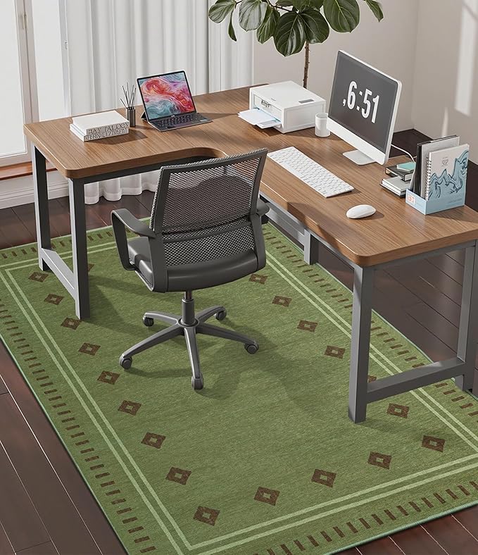 chakme Office Chair Mat for Hardwood Floor, 60"x45" Easy Glide Computer Desk Mat Protector for Rolling Chair Under Desk Rug Nonslip Backing, Machine Wash, (Southwestern Sage