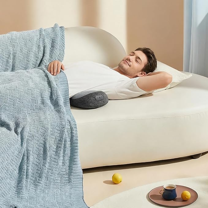 Yunari 3-in-1 Wireless Lumbar Support Pillow, 2-Level Adjustable Hot Compress, Deep Tissue Massage, Intelligent Dual Airbag Traction, Ergonomic Memory Foam, Relieves Waist Pain