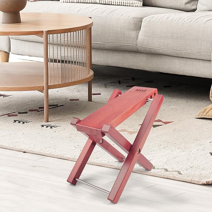 MUSO Guitar Footrest Stool, Folded Wooden Pedal, 3 Level Adjustable,Suitable for Classical Acoustic Guitar,Ergonomic & Durable (Bubinga)