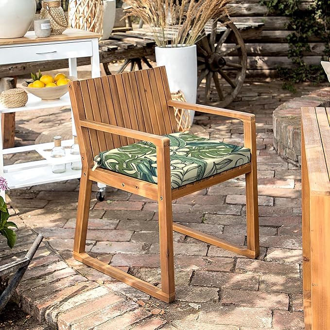 LVTXIII Outdoor Seat Cushions Seasonal Replacement Chair Cushions, Patio Chair Pads with Ties for Dining Chairs and Garden Furniture, Square Back, 18.5"x16"x2", 2 Pack, Tropical Paradise