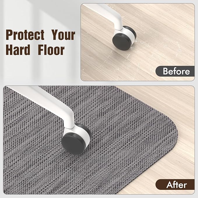 Blvornl Office Chair Mat for Hardwood Floor, 32.3"x 47.2" Desk Chair Mat for Hard Wood and Tile Floor, Large Anti-Slip Hard Floor Protector Rolling Chair Pad, PVC Desk Rug, Dark Grey