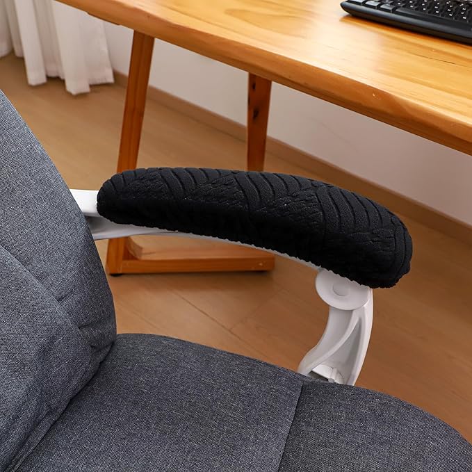 FORCHEER Black Desk Chair Armrest Covers Set of 2 Jacqaurd 4x10/3x11 Stretchable Small Ergonomic Office Chairs Arm Rest Slipcovers for Computer Gaming Chairs Washable Removable
