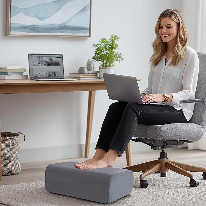 Ganondorf Foot Rest for Under Desk at Work Adjustable Foot Rest Under Desk Ergonomic Foot Stools for Under Office Desk Leg Pillow for Underdesk Footrest with Washable Cover, Grey