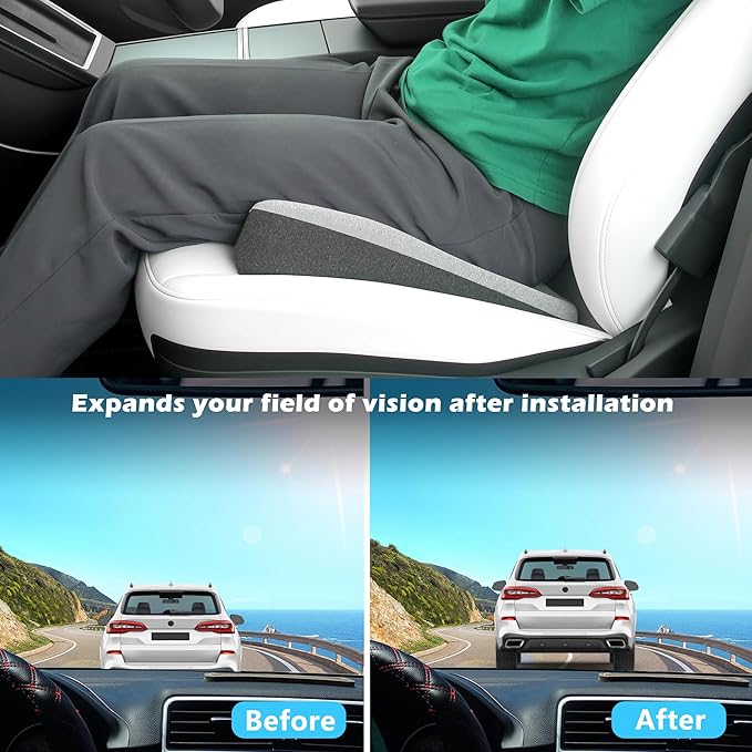 Car Seat Cushion, 2 in 1 Car Seat Cushion or Lumbar Support, Ergonomic Memory Foam Seat Cushions for Car Truck Sedan Home Office, Grey