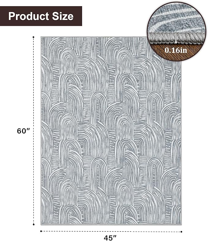 chakme Office Chair Mat for Hardwood Floor, 60"x45" Easy Glide Computer Desk Mat Protector for Rolling Chair Under Desk Rug Nonslip Backing, Machine Wash, (Arc)