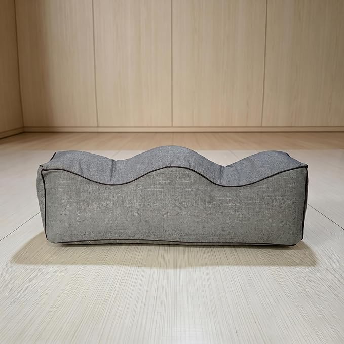 Ergonomic Leg Pillow with Wave Design – Adjustable Lumbar & Foot Support Cushion for Pregnancy, Back Pain Relief, and Sofa/Bed Use – Removable Cover, Breathable Bamboo Linen Fabric