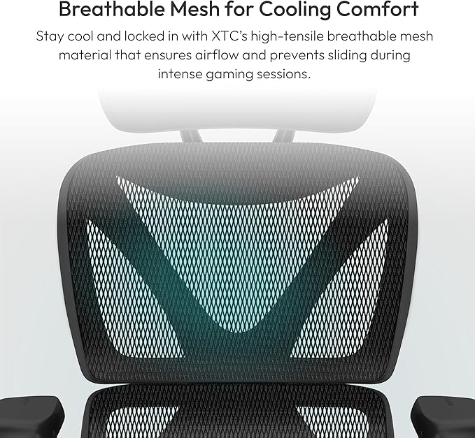 THUNDERX3 XTC Ergonomic Office Chair, for Adults Gaming Chair, High Back Desk Chair, Synchronous Tilt, Self-Adjusting Lumbar Support and Backrest, Adjustable Headrest, Breathable Mesh, Black