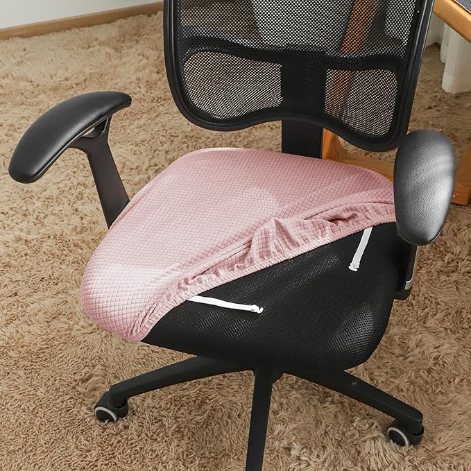 FORCHEER Waterproof Office Chair Seat Cover Pink 20x20 Jacquard Strech Computer Desk Chair Seat Cushion Slipcover Washable Removable