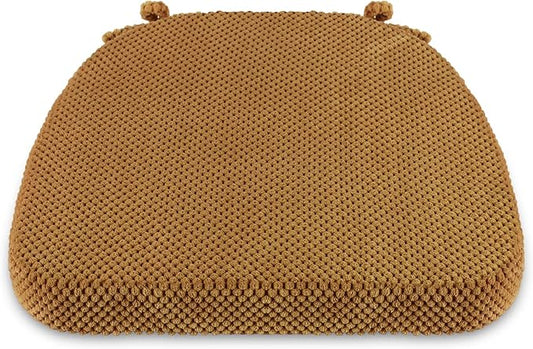 1 Pack Brown Chair Cushions with Tie Removable Cover, D-Shape Dining Kitchen Chair Seat Pads Non Slip 17"x16"